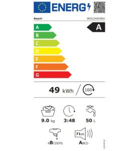Bosch WGG244ZREU Clasa energetică A – eficiență maximă